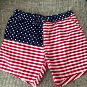 Chubbies Red, White, and Blue Star-Striped Hybrid Shorts